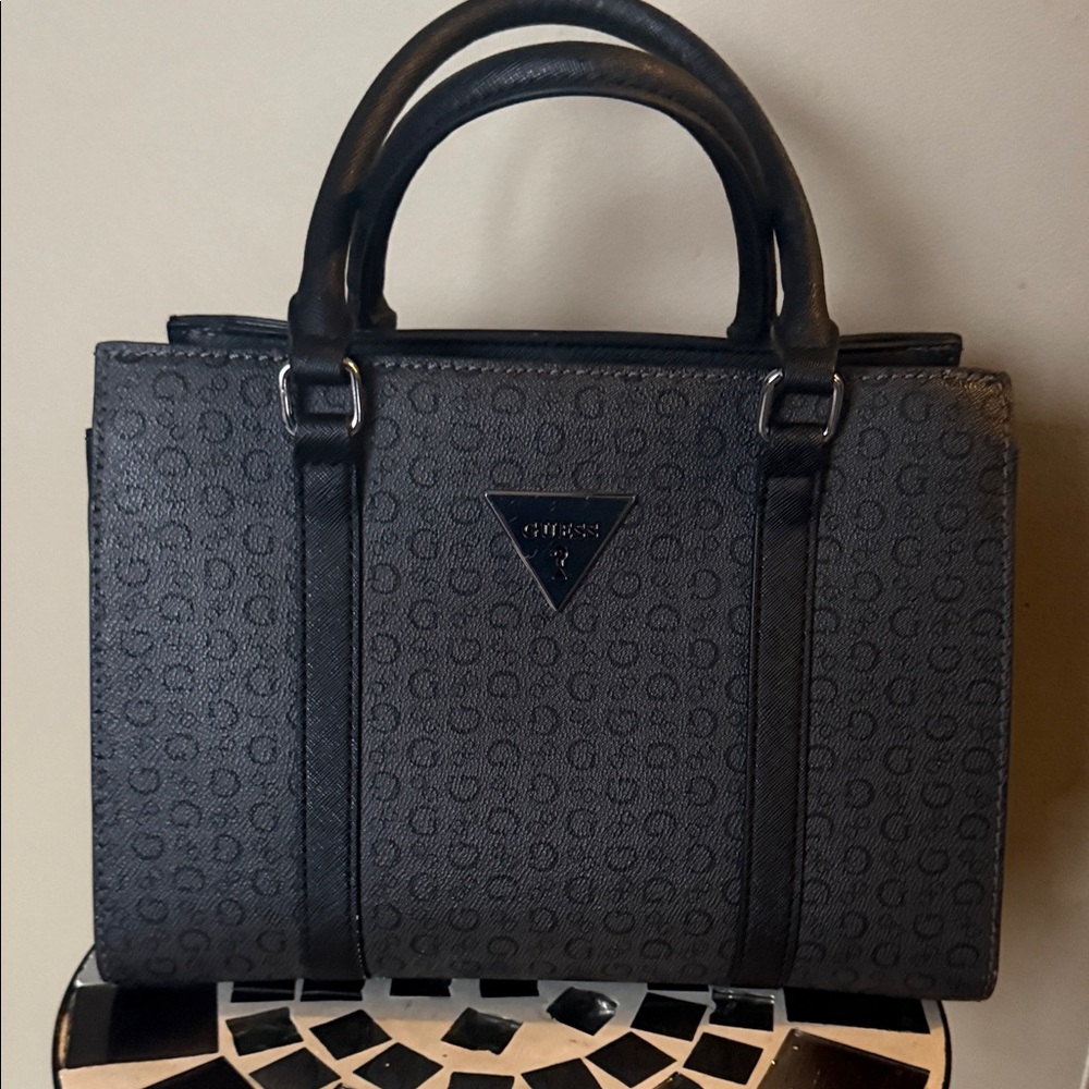 Guess Charcoal and Black Patterned Tote